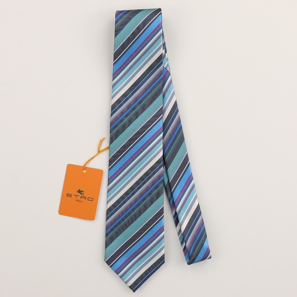 New ETRO Silk Necktie Tie - Multi-Color Stripes - Picture 3 of 6